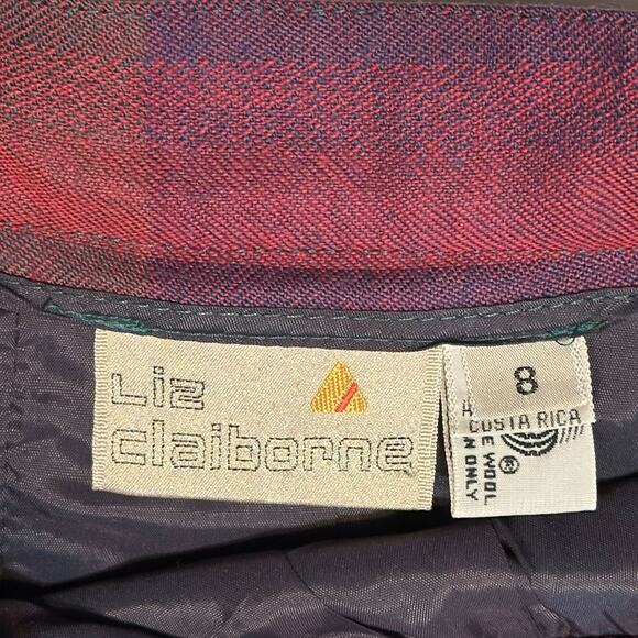 Vintage 80s Liz Claiborne Pleated Midi Skirt Sz 8 Tartan Plaid Lined Cottagecore - Picture 3 of 11
